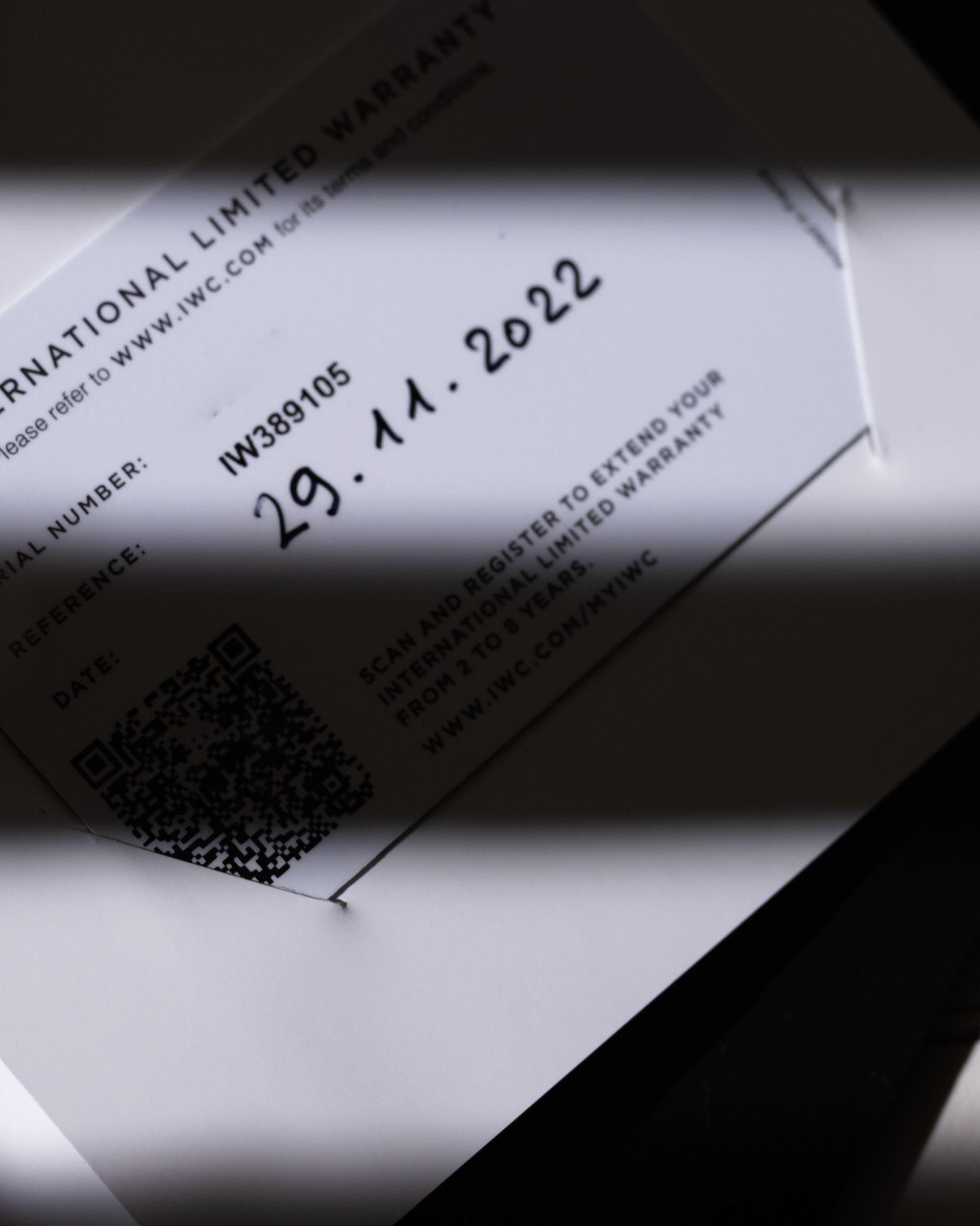 IWC Pilot Watch Warranty Card