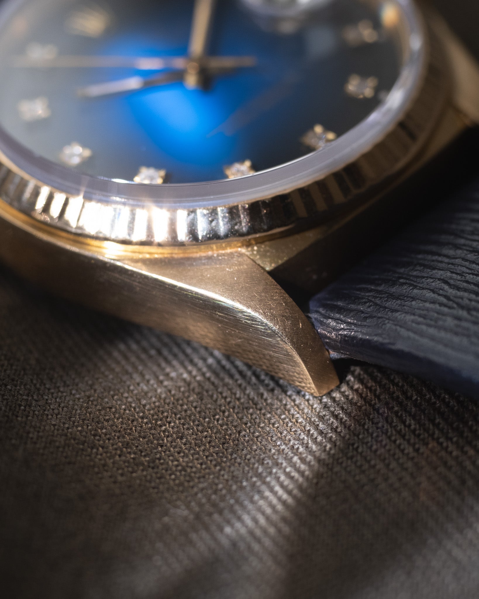 Rolex Datejust Reference 16018 from 1982 Blue Vignette Dial with Diamonds
