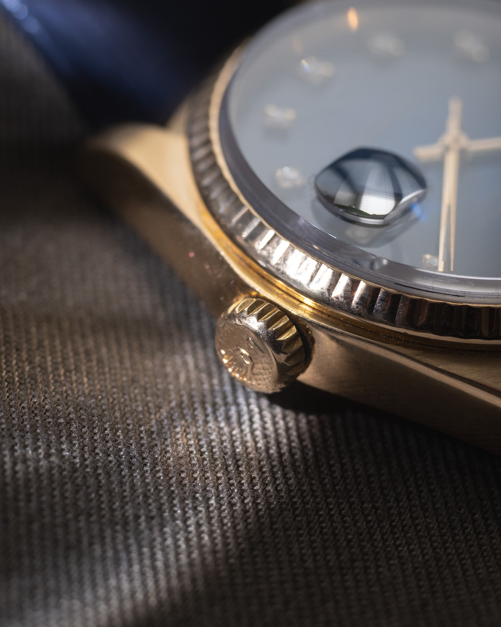 Rolex Datejust Reference 16018 from 1982 Blue Vignette Dial with Diamonds